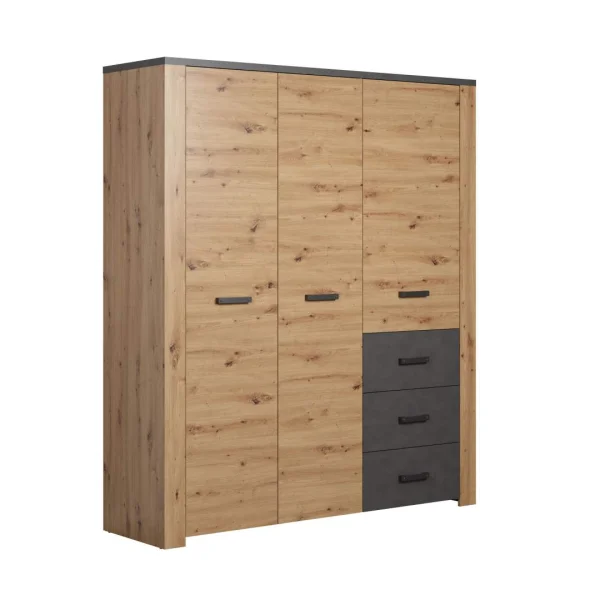 FollowSZ Kleiderschrank Eiche dekor, grau.
