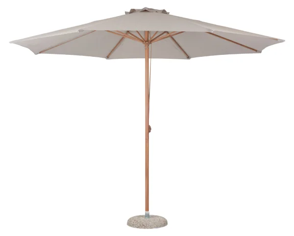 Frank Sonnenschutz Sonnenschirm mit Deichsel Ø3.5M Teakholz dekor, beige.