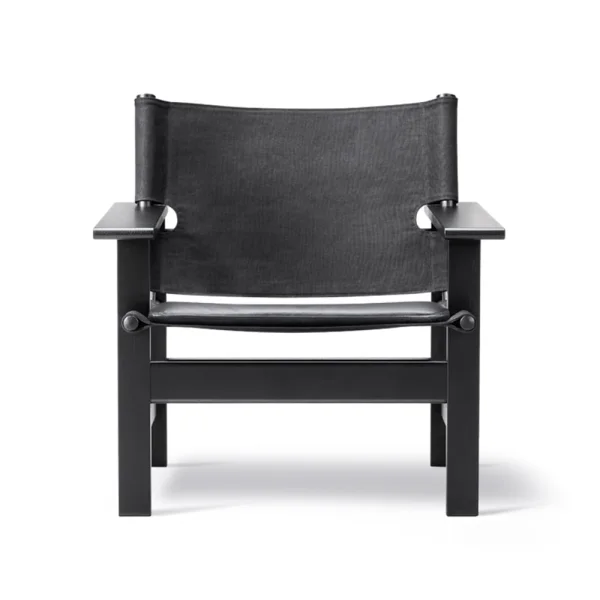 Fredericia Furniture Canvas Chair Sessel Canvas schwarz-schwarzlackierte Eiche, inkl. schwarz-leder Kissen