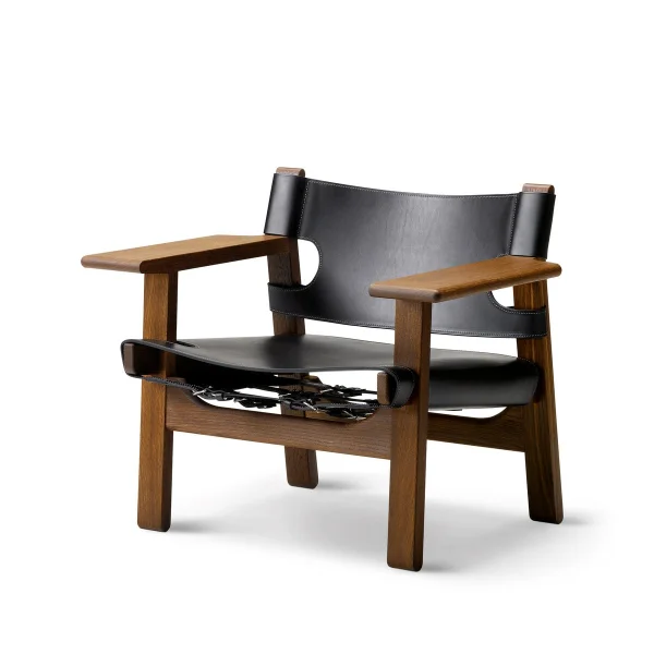 Fredericia Furniture Der Spanische Stuhl Sessel Leder schwarz-geräucherte Eiche
