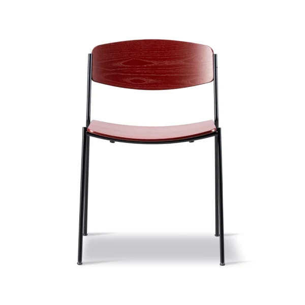 Fredericia Furniture Lynderup 3080 Stuhl Rote schwarzes Stahlgestell