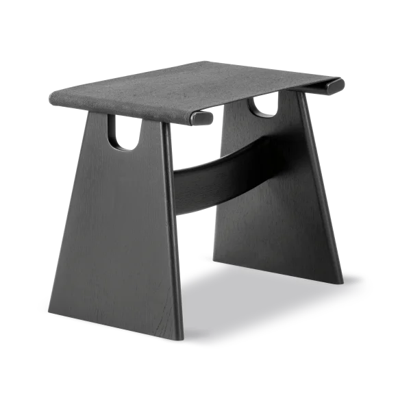 Fredericia Furniture Seto Hocker Schwarze Canvas-schwarzlackerte Eiche
