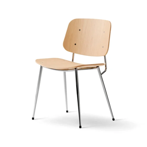 Fredericia Furniture Søborg Metal Stuhl Klarlackte Eichen-Kromstativ