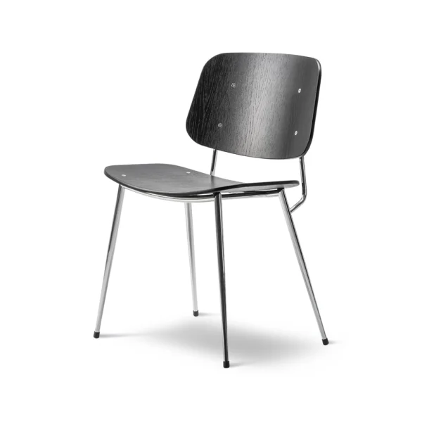 Fredericia Furniture Søborg Metal Stuhl Schwarz-Kromgestell