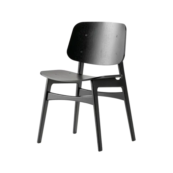 Fredericia Furniture Søborg Wood Stuhl Schwarzlackierte Eiche-Schwarzlackiertes Eichenstativ