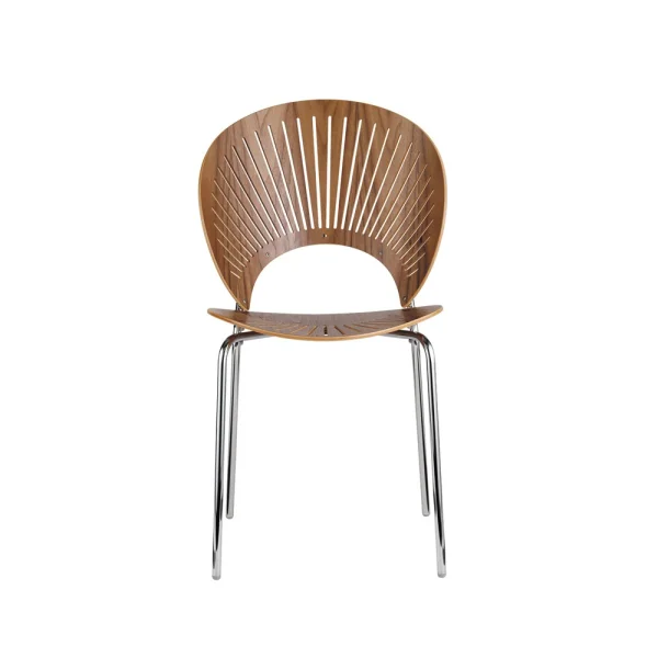 Fredericia Furniture Trinidad 3398 Stuhl Klarlackiertes Walnuss-Bein Chrom
