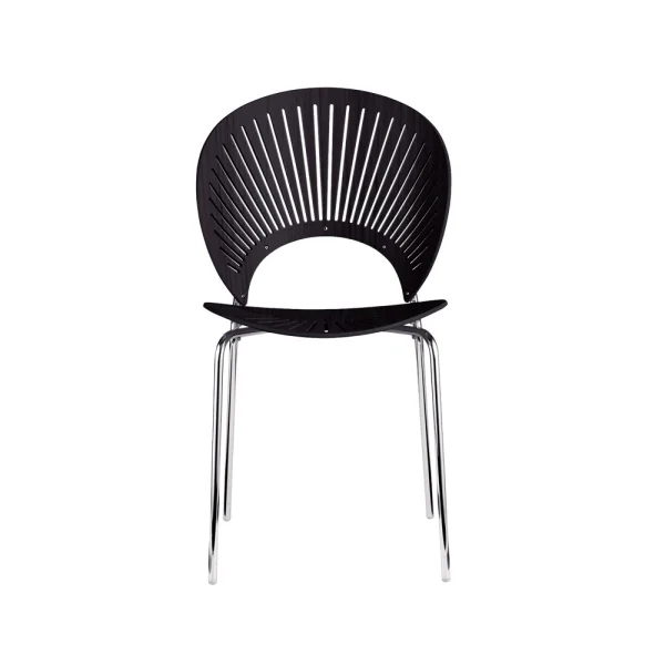 Fredericia Furniture Trinidad 3398 Stuhl Schwarz gebeizte Aufbewahrungsdose-Bein Chrom
