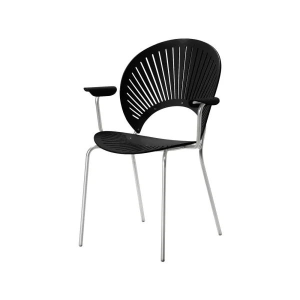 Fredericia Furniture Trinidad 3399 Armstuhl Schwarz-Kromierte Beine
