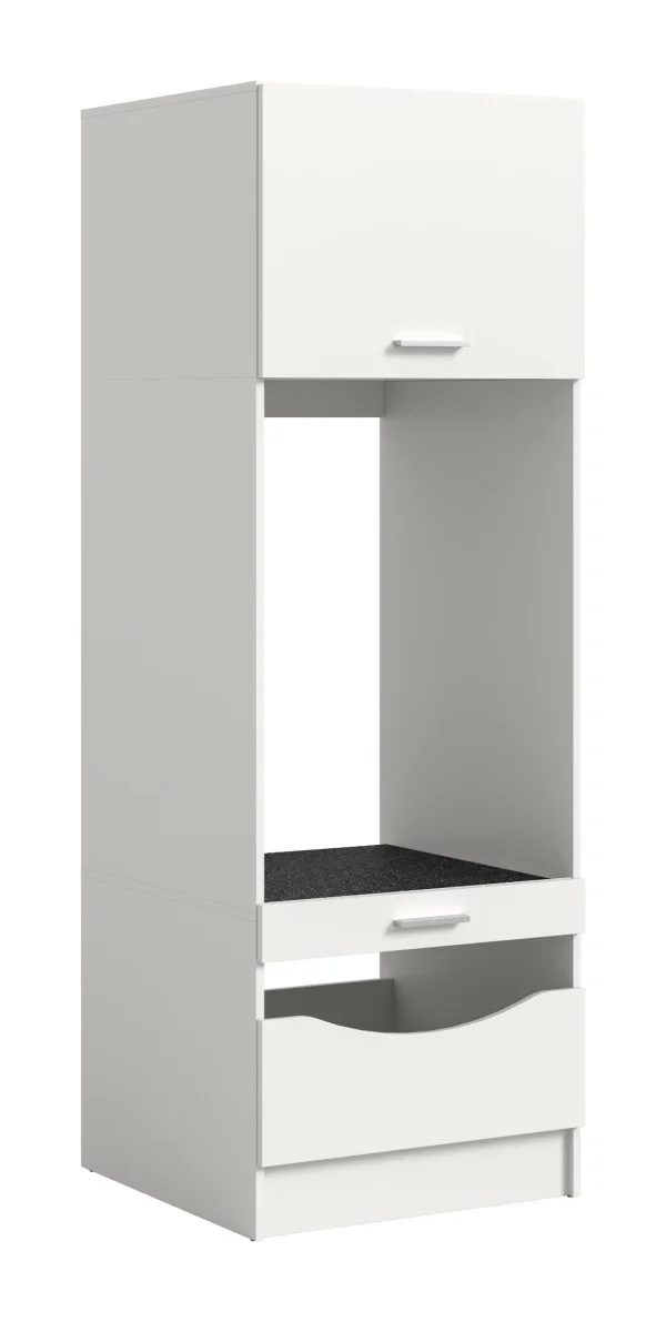 Free Waschmaschinenschrank 2 Türen, 1 Klappentür, 1 Schublade, 2 Regale Weiß.