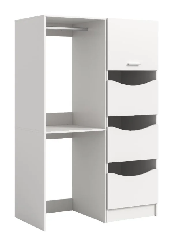 Free Waschmaschinenschrank 3 Türen, 1 Klappentür, 2 Regale Weiß.