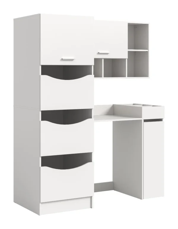 Free Waschmaschinenschrank 3 Türen, 2 Klappentüren, 1 Schublade, 9 Regale Weiß.