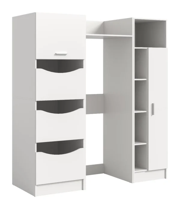 Free Waschmaschinenschrank 4 Türen, 2 Klappentüren, 2 Regale Weiß.