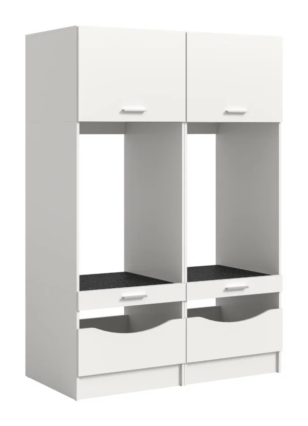 Free Waschmaschinenschrank 4 Türen, 2 Klappentüren, 2 Schubladen, 4 Regale Weiß.