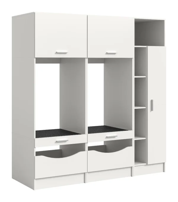 Free Waschmaschinenschrank 5 Türen, 2 Klappentüren, 2 Schubladen, 5 Regale Weiß.