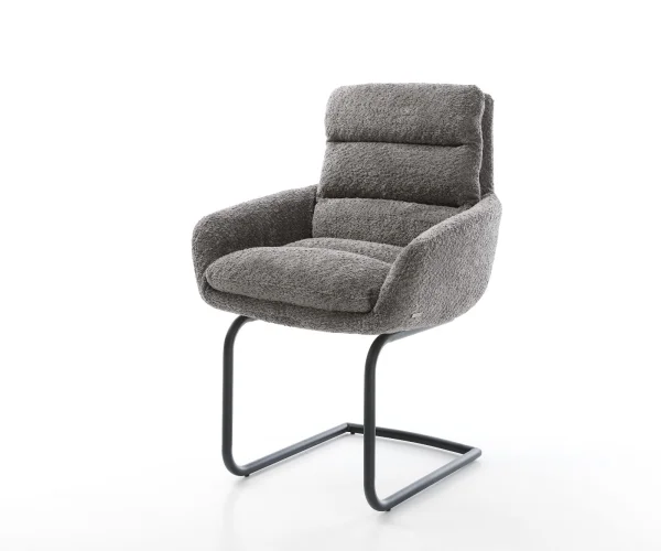 Freischwinger Abelia-Flex mit Armlehnen Bouclé Grau Freischwinger rund Schwarz