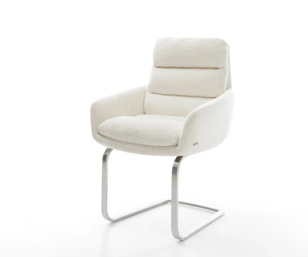 Freischwinger Abelia-Flex mit Armlehnen Bouclé Soft Beige Freischwinger flach Edelstahl