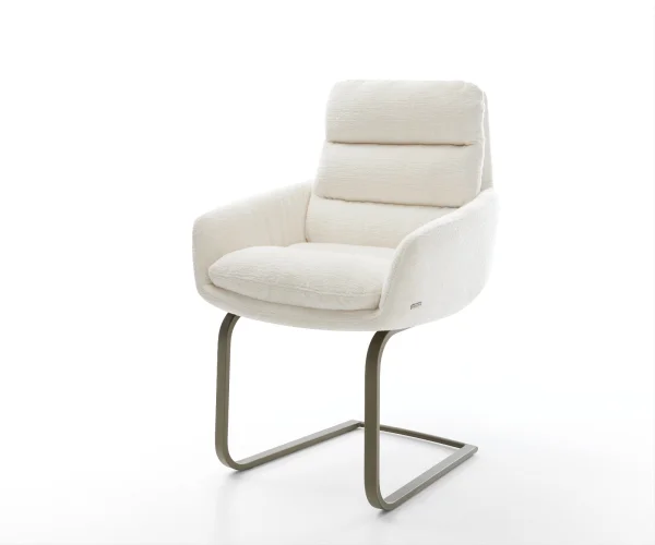 Freischwinger Abelia-Flex mit Armlehnen Bouclé Soft Beige Freischwinger flach Effektfinish Titan