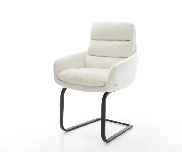 Freischwinger Abelia-Flex mit Armlehnen Bouclé Soft Beige Freischwinger flach Schwarz