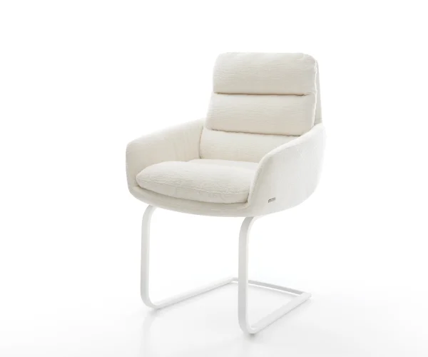 Freischwinger Abelia-Flex mit Armlehnen Bouclé Soft Beige Freischwinger flach Weiß