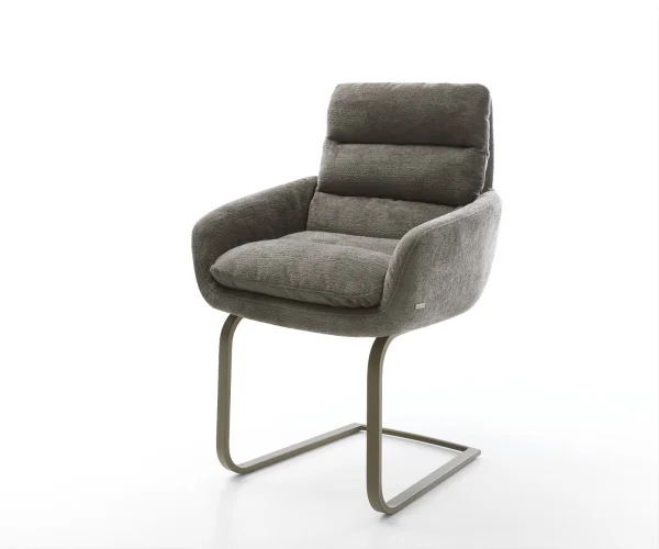 Freischwinger Abelia-Flex mit Armlehnen Bouclé Soft Schlamm Freischwinger flach Effektfinish Titan