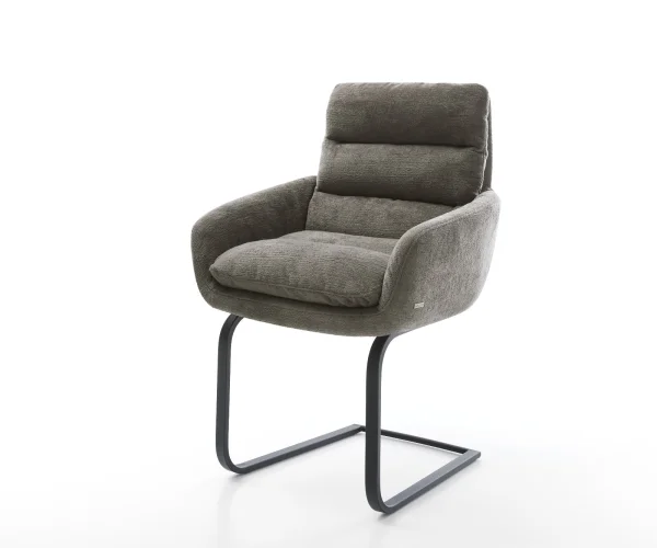 Freischwinger Abelia-Flex mit Armlehnen Bouclé Soft Schlamm Freischwinger flach Schwarz