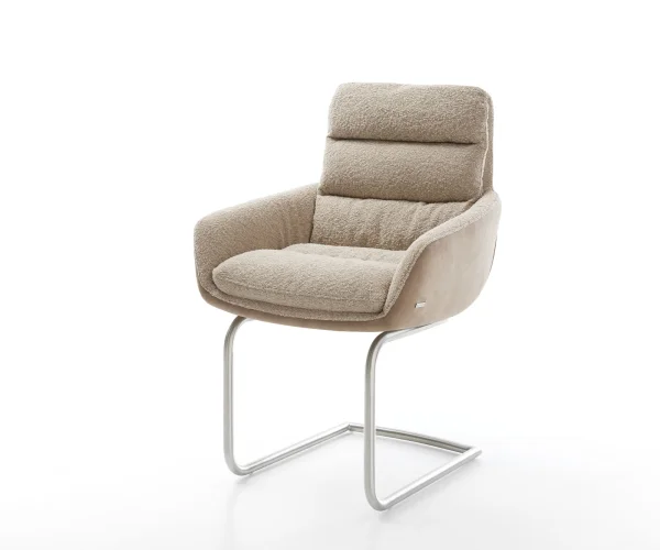 Freischwinger Abelia-Flex mit Armlehnen Materialmix Schlamm Freischwinger rund Edelstahl