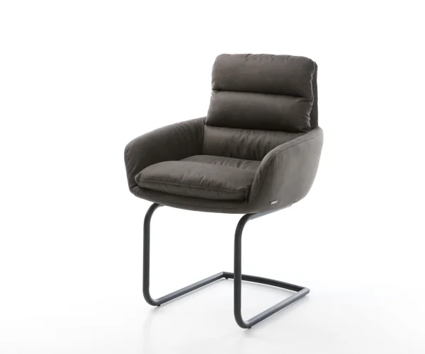 Freischwinger Abelia-Flex mit Armlehnen Mikrofaser Anthrazit Vintage Freischwinger rund Schwarz