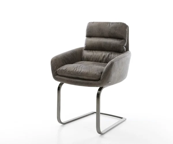 Freischwinger Abelia-Flex mit Armlehnen Mikrofaser Grau Antik Freischwinger flach Graphit