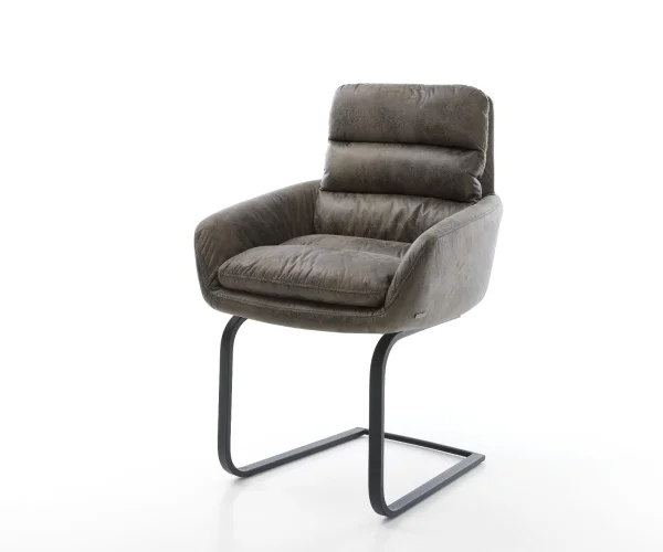 Freischwinger Abelia-Flex mit Armlehnen Mikrofaser Grau Antik Freischwinger flach Schwarz