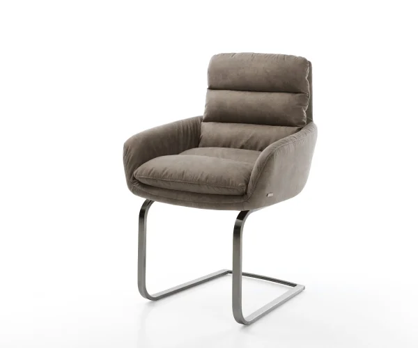 Freischwinger Abelia-Flex mit Armlehnen Mikrofaser Taupe Vintage Freischwinger flach Graphit