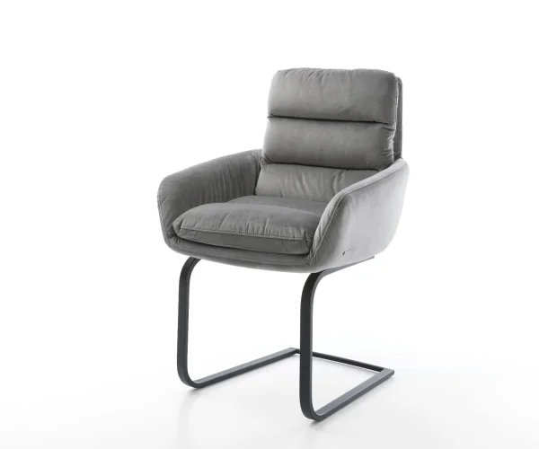 Freischwinger Abelia-Flex mit Armlehnen Samt Grau Freischwinger flach Schwarz