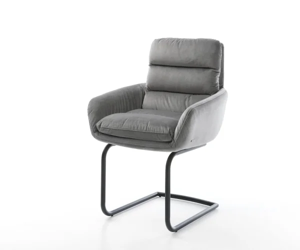 Freischwinger Abelia-Flex mit Armlehnen Samt Grau Freischwinger rund Schwarz