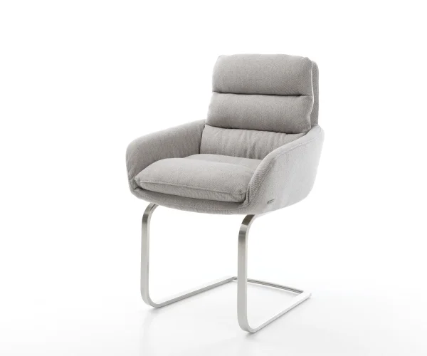 Freischwinger Abelia-Flex mit Armlehnen Stripes Hellgrau Freischwinger flach Edelstahl