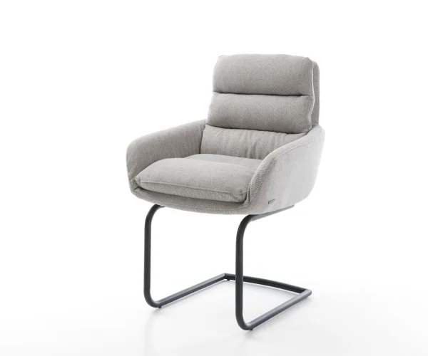 Freischwinger Abelia-Flex mit Armlehnen Stripes Hellgrau Freischwinger rund Schwarz
