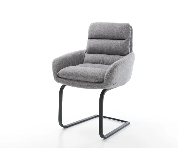 Freischwinger Abelia-Flex mit Armlehnen Strukturstoff Hellgrau Freischwinger flach Schwarz