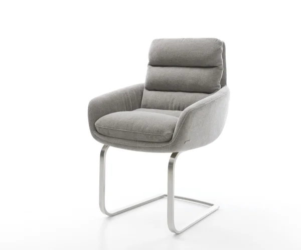 Freischwinger Abelia-Flex mit Armlehnen Strukturstoff Soft Grau Freischwinger flach Edelstahl