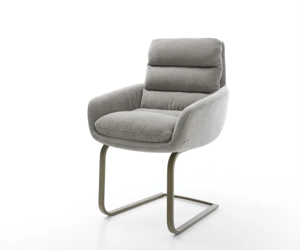 Freischwinger Abelia-Flex mit Armlehnen Strukturstoff Soft Grau Freischwinger flach Effektfinish Titan