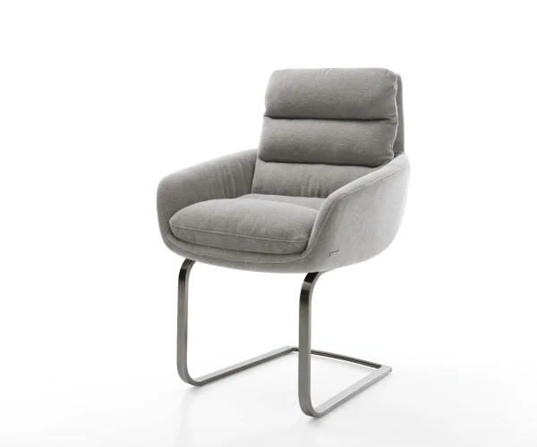Freischwinger Abelia-Flex mit Armlehnen Strukturstoff Soft Grau Freischwinger flach Graphit