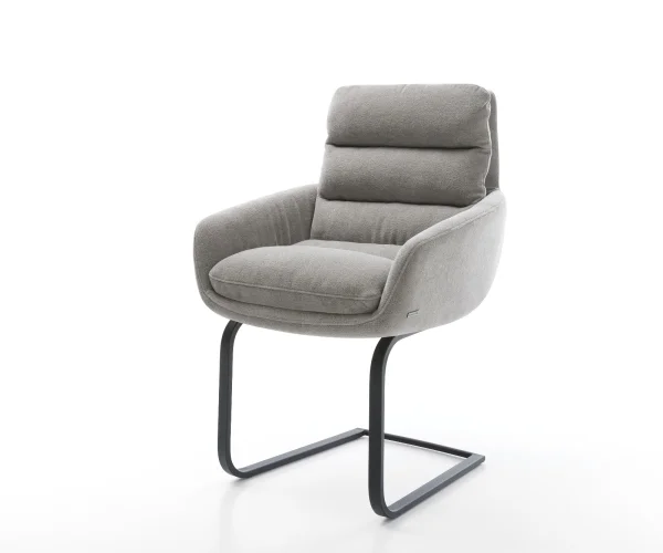Freischwinger Abelia-Flex mit Armlehnen Strukturstoff Soft Grau Freischwinger flach Schwarz