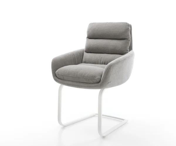 Freischwinger Abelia-Flex mit Armlehnen Strukturstoff Soft Grau Freischwinger flach Weiß