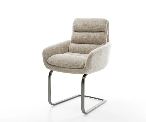 Freischwinger Abelia-Flex mit Armlehnen Webstoff Soft Beige Freischwinger flach Graphit