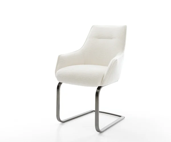 Freischwinger Alja-Flex mit Armlehnen Bouclé Soft Beige Freischwinger flach Graphit Taschenfederkern