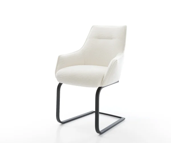 Freischwinger Alja-Flex mit Armlehnen Bouclé Soft Beige Freischwinger flach Schwarz Taschenfederkern