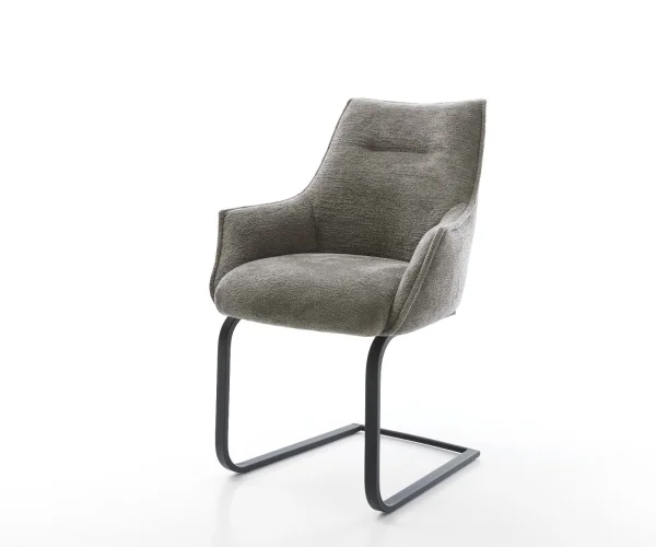 Freischwinger Alja-Flex mit Armlehnen Bouclé Soft Schlamm Freischwinger flach Schwarz Taschenfederkern