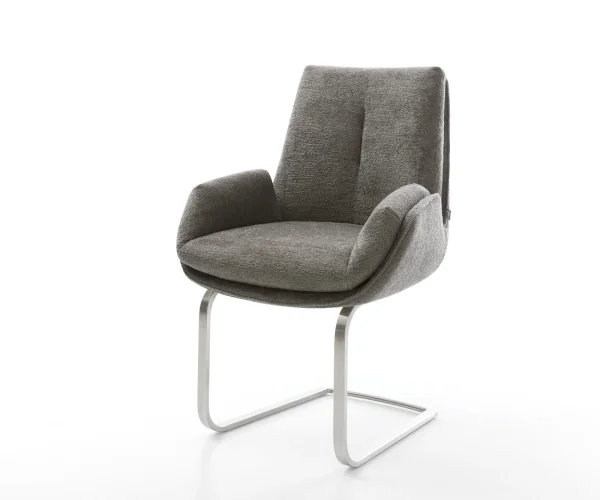 Freischwinger Clea-Flex Bouclé Soft Schlamm Freischwinger flach Edelstahl