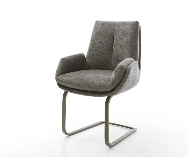 Freischwinger Clea-Flex Bouclé Soft Schlamm Freischwinger flach Effektfinish Titan