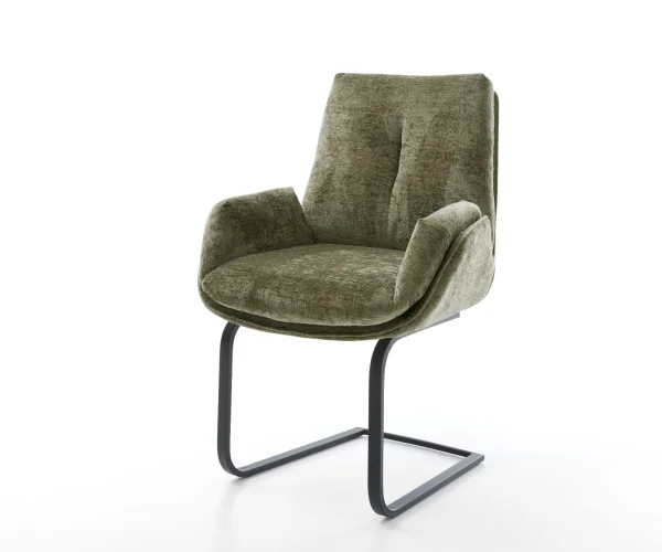 Freischwinger Clea-Flex Chenille Olive Freischwinger flach Schwarz