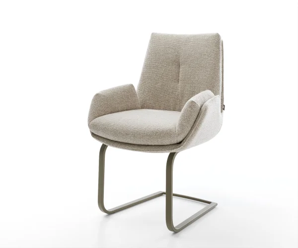 Freischwinger Clea-Flex Webstoff Soft Beige Freischwinger flach Effektfinish Titan