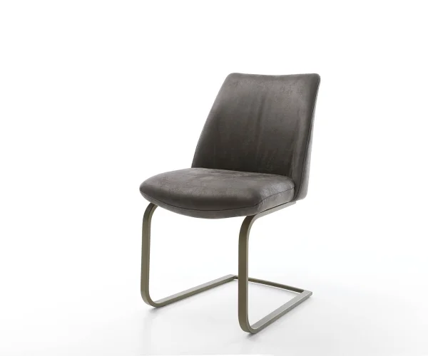 Freischwinger Elso-Flex Mikrofaser Anthrazit Vintage Freischwinger flach Effektfinish Titan Taschenfederkern