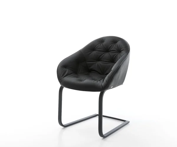 Freischwinger Gaio-Flex Echt-Leder Schwarz Freischwinger flach Schwarz